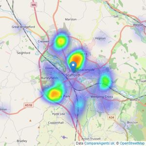 D B Roberts & Partners - Stafford listings heatmap