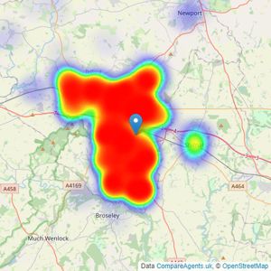 D B Roberts & Partners - Telford listings heatmap