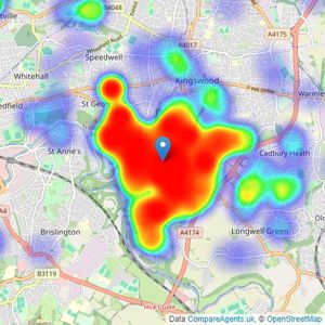 D W Smith & Company - Hanham listings heatmap