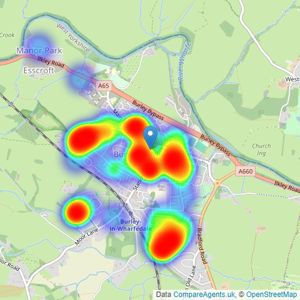 Dacre Son & Hartley - Burley In Wharfdale listings heatmap