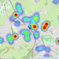 Dacre Son & Hartley - Guiseley listings heatmap