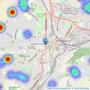 Dacre Son & Hartley - Keighley listings heatmap