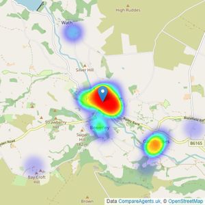 Dacre Son & Hartley - Pateley Bridge listings heatmap