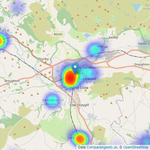 Dacre Son & Hartley - Skipton listings heatmap