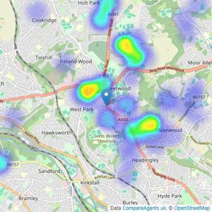 Dacre Son & Hartley - Weetwood listings heatmap