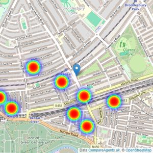 Daniels Estate Agents - Kensal Rise listings heatmap