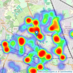 Daniels - North Wembley listings heatmap