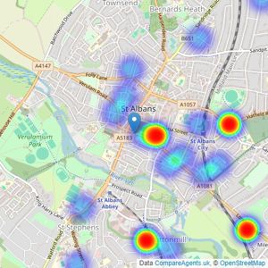 Daniels - St Albans listings heatmap