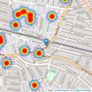 Daniels - Willesden Green listings heatmap