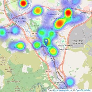 Darlows - Merthyr Tydfil listings heatmap