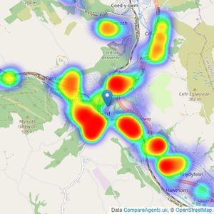 Darlows - Pontypridd listings heatmap