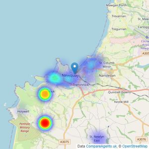 David Ball Luxury - Newquay listings heatmap