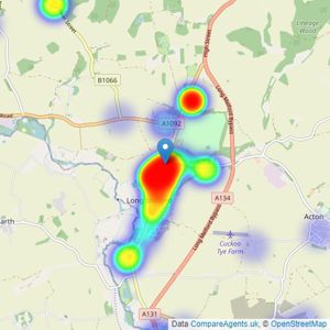 David Burr Estate Agents - Long Melford listings heatmap