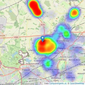 David Davies Sales & Lettings - Eccleston listings heatmap