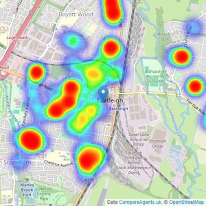 David Evans Estate Agents - Eastleigh listings heatmap