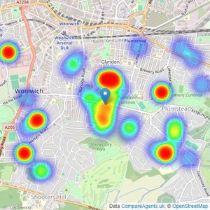 David Evans Property Services - Plumstead Common listings heatmap