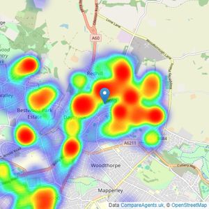 David James Estate Agents - Arnold listings heatmap