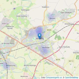 Davis & Partners Estate Agents - Hinckley listings heatmap