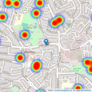 Davis Tate - Woodley, Earley & Lower Earley listings heatmap