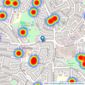 Davis Tate - Woodley, Earley & Lower Earley listings heatmap