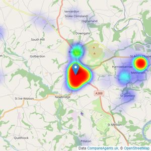 Dawson Nott Estate Agents - Callington listings heatmap