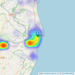 Day & Knight Property - Lowestoft listings heatmap