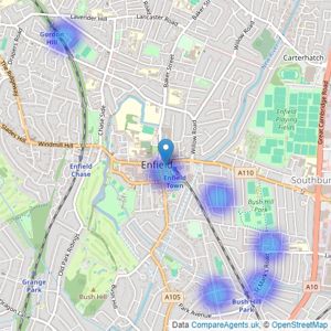 Dayfields - Enfield Town listings heatmap