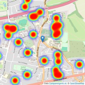 DBK Estate Agents - Heston listings heatmap