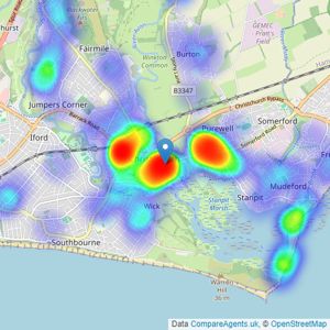 Denisons Estate Agents - Christchurch listings heatmap