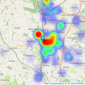 Derbyshire Properties - Belper listings heatmap