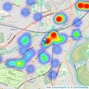 Devenports - Twickenham listings heatmap