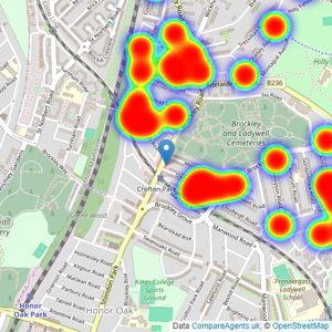 Dexters - Brockley listings heatmap