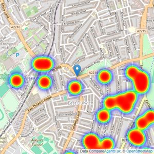 Dexters - East Dulwich listings heatmap