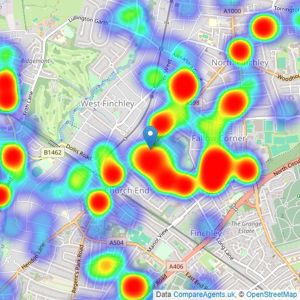 Dexters - Finchley listings heatmap