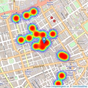 Dexters - Fitzrovia & Covent Garden listings heatmap