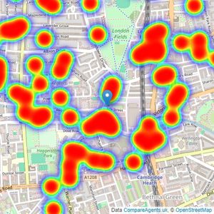 Dexters - Hackney listings heatmap