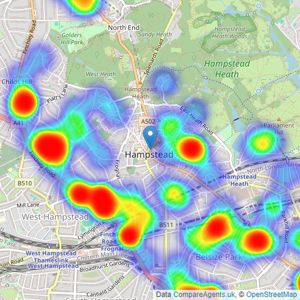 Dexters - Hampstead listings heatmap