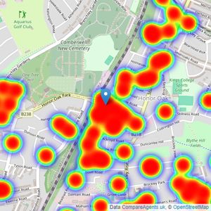 Dexters - Honor Oak listings heatmap