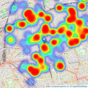 Dexters - Islington listings heatmap