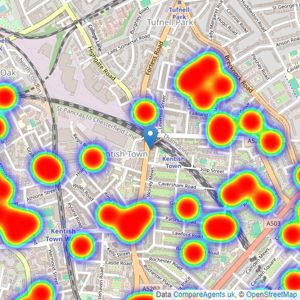 Dexters - Kentish Town & Camden listings heatmap