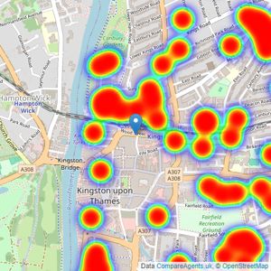 Dexters - Kingston Upon Thames listings heatmap