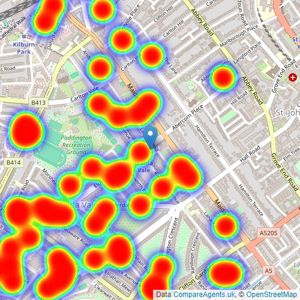 Dexters - Maida Vale listings heatmap