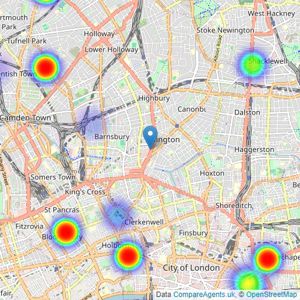 Dexters - New Homes North & East London listings heatmap