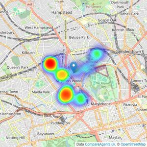 Dexters - St. Johns Wood listings heatmap