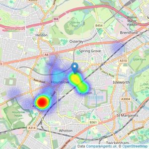 Diamond Move Estate Agents - Hounslow listings heatmap