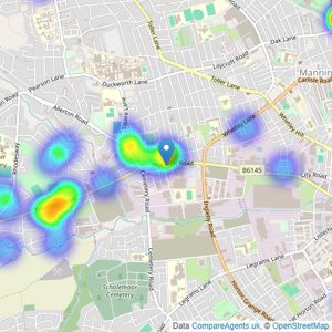 Dinsdales Estates - Bradford listings heatmap