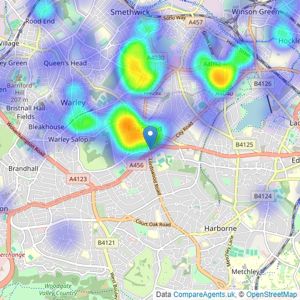 Dixons - Bearwood listings heatmap