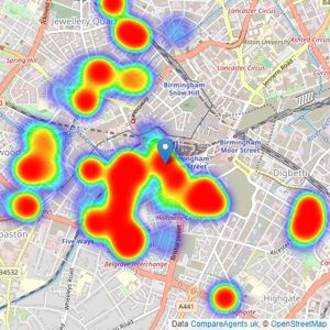 Dixons - Birmingham City Centre listings heatmap