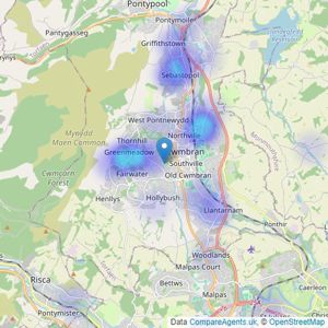 Donna Stonelake Estate Agents Ltd - Cwmbran listings heatmap