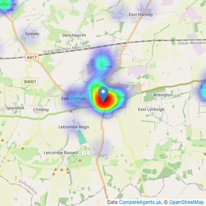 Douglas and Simmons Estate Agents - Wantage listings heatmap